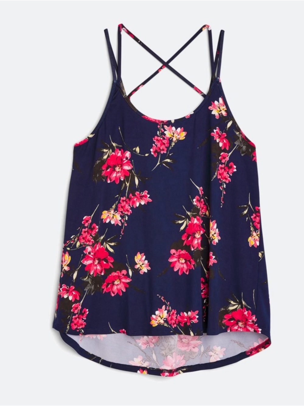 Papermoon Navy Floral Crisscross Tank Top